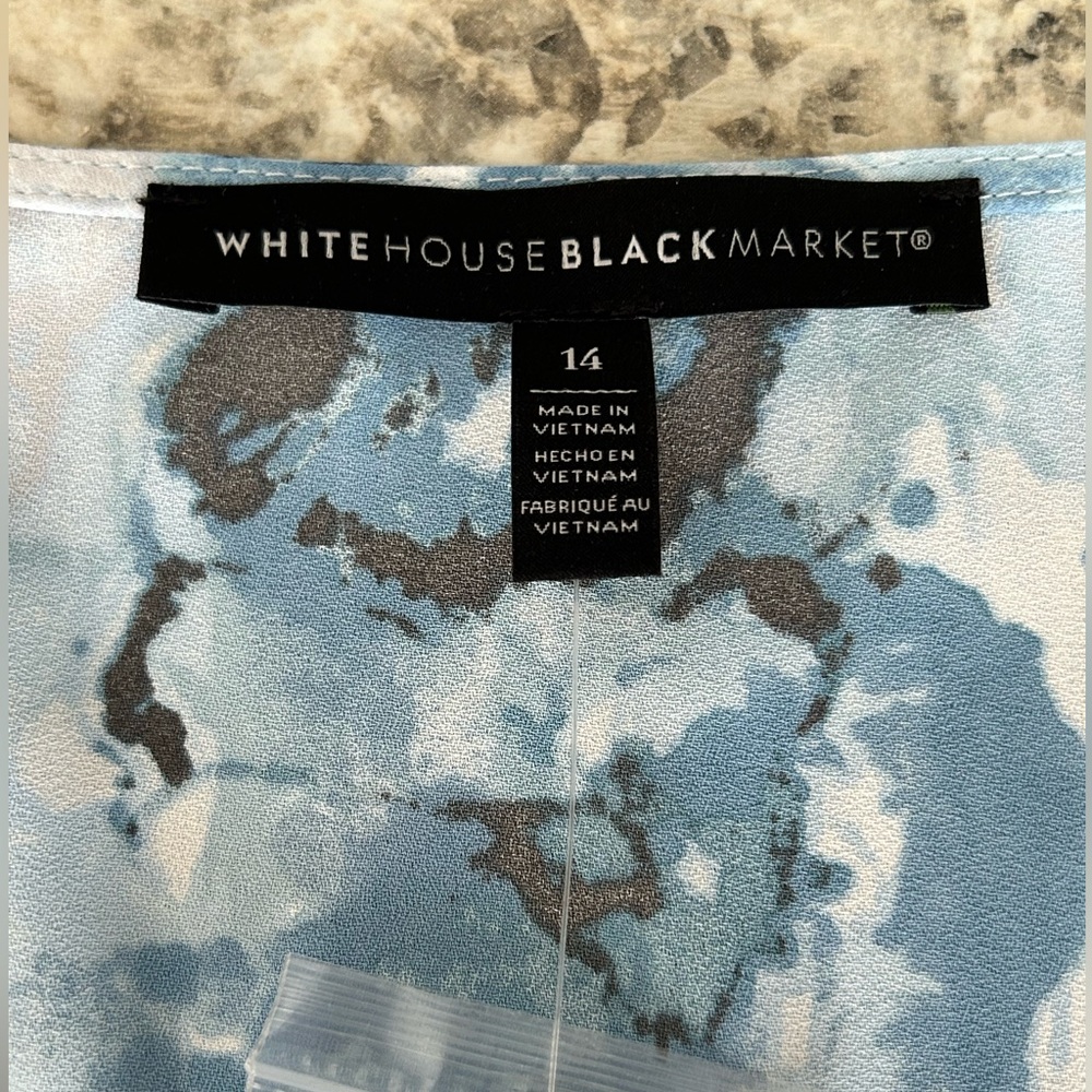 NWT White House Black Market Breathless Glass V Neck Ruffles Blouse Size 14 - Picture 9 of 13